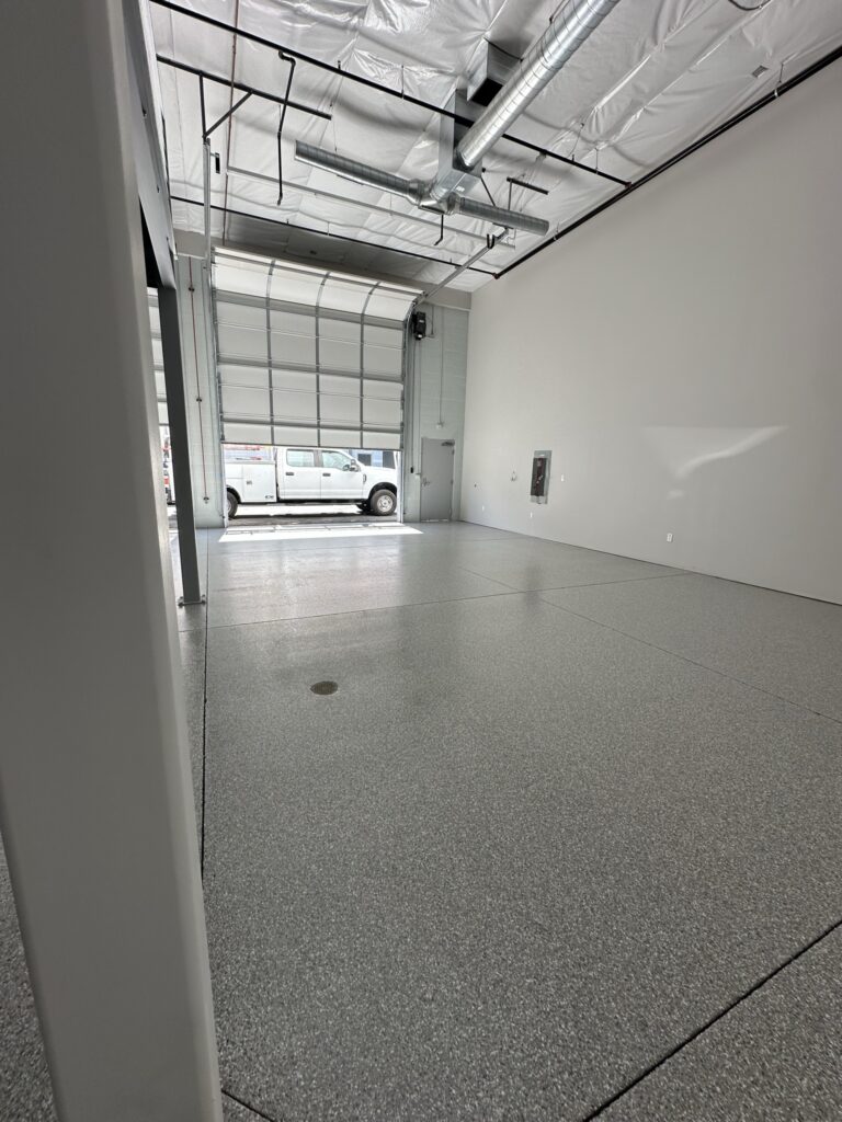Gray Blue Flake commercial floor coating in Fountain Hills AZ by RX Garage