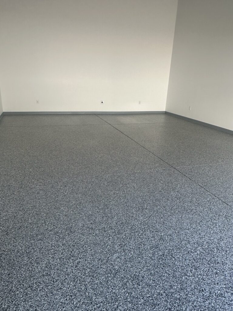 Gray Flake commercial floor coating in Fountain Hills AZ by RX Garage