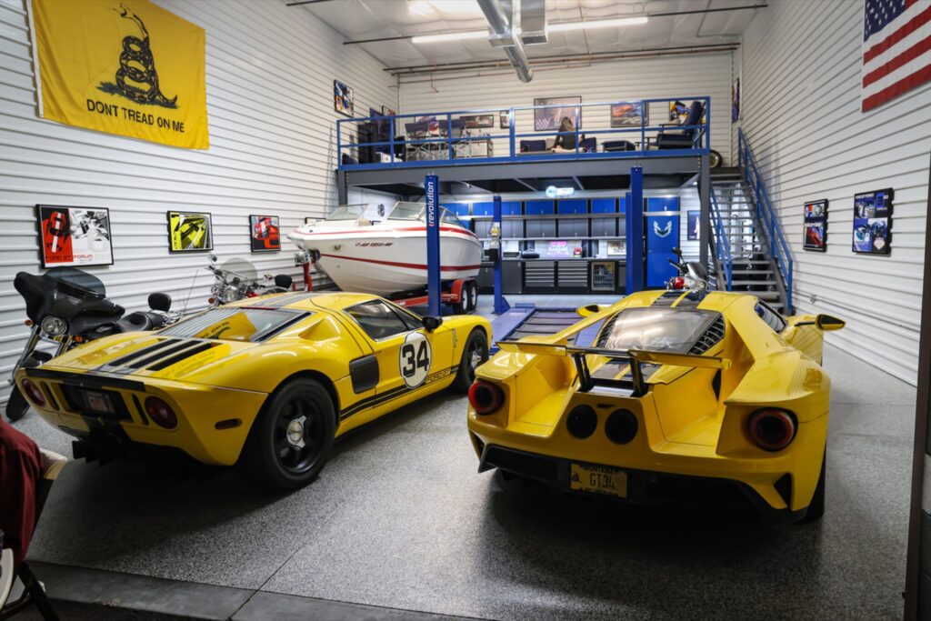 Garage Floor Coating with mezzanine, Ford GT in Fountain Hills AZ by RX Garage