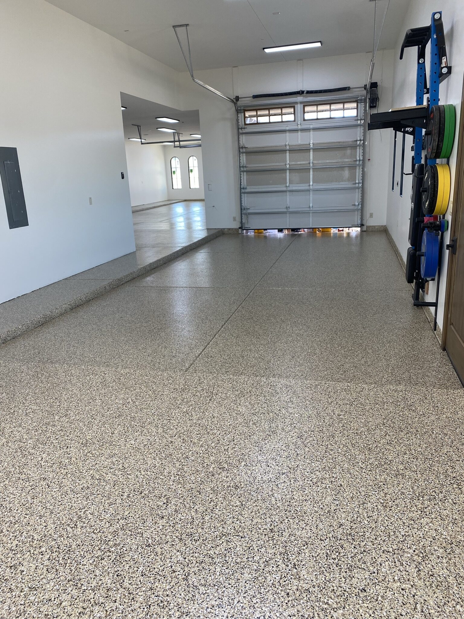 Tan Flake garage floor coating in Fountain Hills AZ by RX Garage