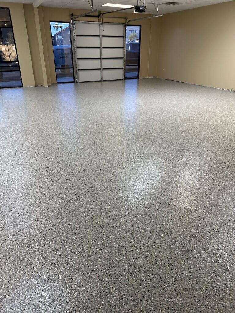 Gray Flake commercial floor coating in Scottsdale AZ by RX Garage