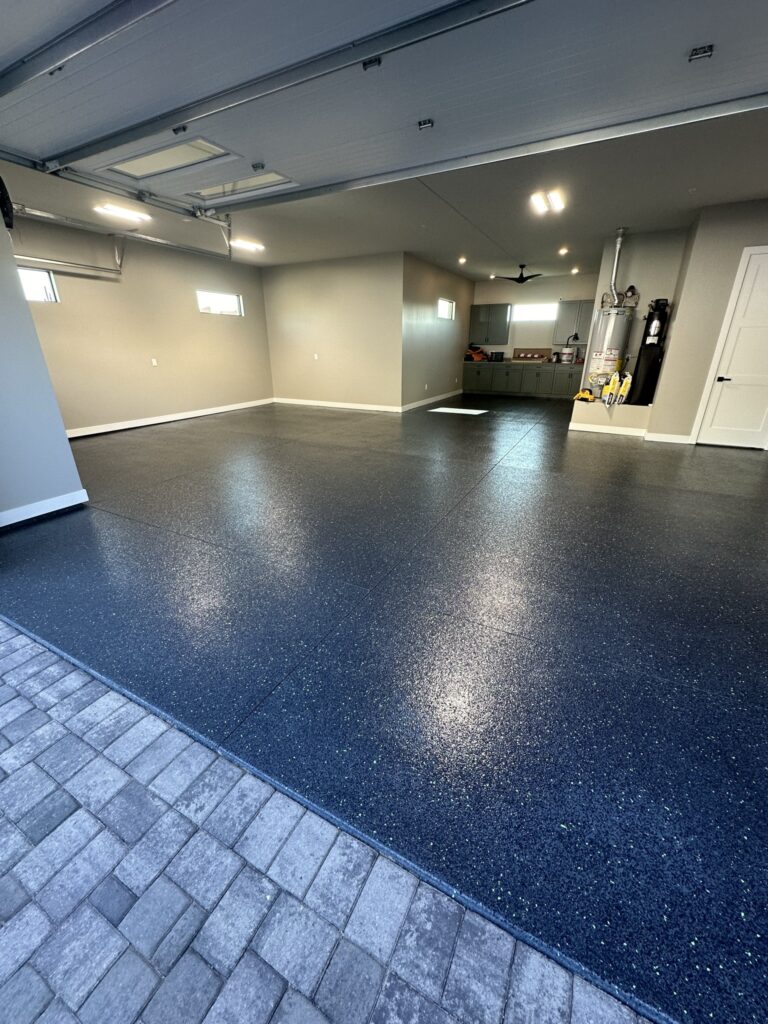 Charcoal Green Flake garage floor coating in Scottsdale AZ by RX Garage