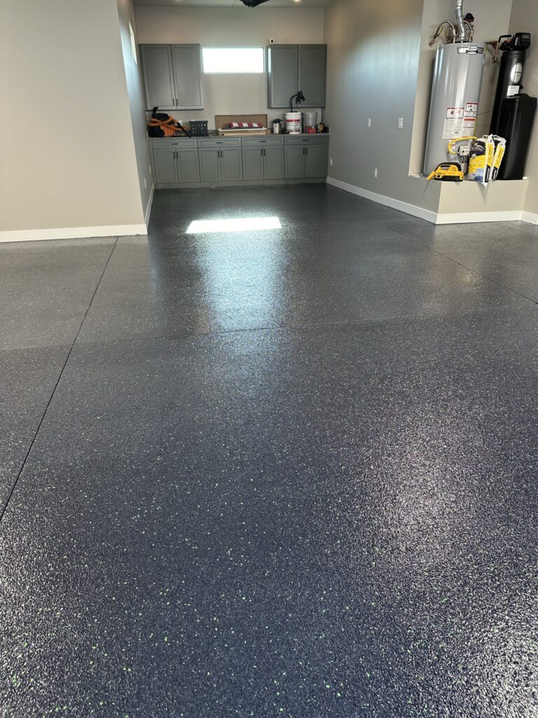 Charcoal Green Flake garage floor coating in Scottsdale AZ by RX Garage