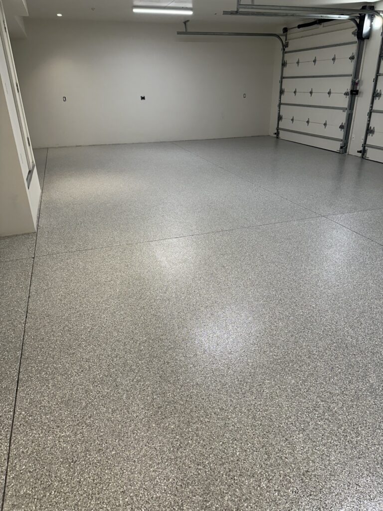 Gray Flake garage floor coating in Scottsdale AZ by RX Garage