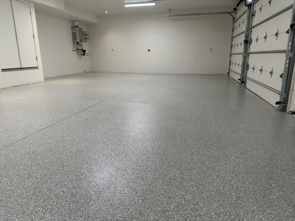 Gray Flake garage floor coating in Scottsdale AZ by RX Garage